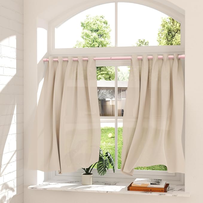 AIZESI Spring Tension Rods Adjustable Tension Curtain Rod Small Tension Rod No Drilling Expandable Spring Loaded Curtain Tension Rod(Pink,26" to 39"-1Pcs)