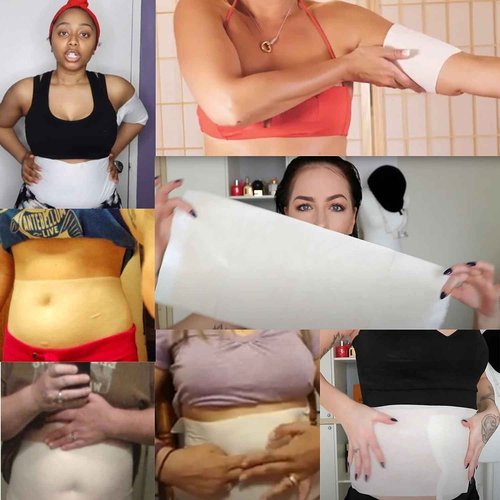 Lipo Applicator Body Wrap With Guarana, Green Tea, and Seaweed Wraps Works for Stomach Belly Legs Arms Abdomen. 6 Wraps + Gel