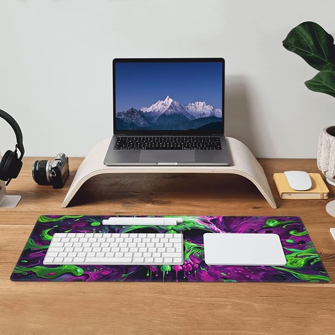 Gaming Mouse Pad Desk Pad,Extended Big Mouse Pad,31.5x11.8 Inch Long Computer Keyboard Mouse Mat Mousepad with 3mm Non-Slip Base and Stitched Edge for Gaming and Office⦠(Watercolor Skull 2)