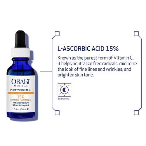 Obagi Medical Professional-C 15% Vitamin C Serum - Helps Brighten Skin Tone and Minimize the Appearance of Fine Lines & Wrinkles - 0.42 oz