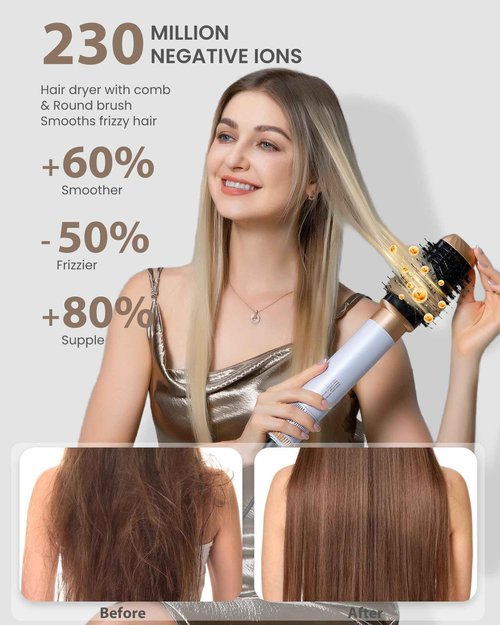 Ukliss 6 in 1 Blow Dryer Brush & Air Styler – Ionic Hair Dryer Brush for Straight/Curly/Thick Hair, Auto Curler, Magic Styler for Fast Drying, Frizz-Free, Salon & Travel Use (ALCI Plug) (White)