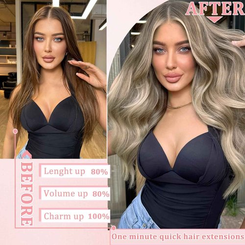 Clip in Hair Extensions Real Human Hair Clip in Extensions for Women Seamless Invisible Light Grey Natural Remy 100% Human Clips ins Extension 8pcs Double Weft 20 inch 3.7oz/105g