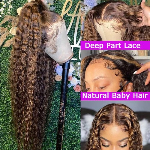 YINGRUN Honey Blonde Wig Human Hair 13×4 Wave Lace Front Wigs Human Glueless Wigs Human Hair Pre Plucked Pre Cut Black Women with Baby Hair 23 Inch