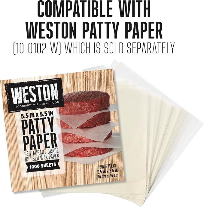 Weston Burger Press, Makes 4 1/2" Diameter Patties for Hamburger, Crab Cakes, Sausage, 1/4lb to 3/4lb, with Spring Ejector for Easy Removal, Single, Non-stick Heavy-Duty Cast Aluminum (07-0310-W)