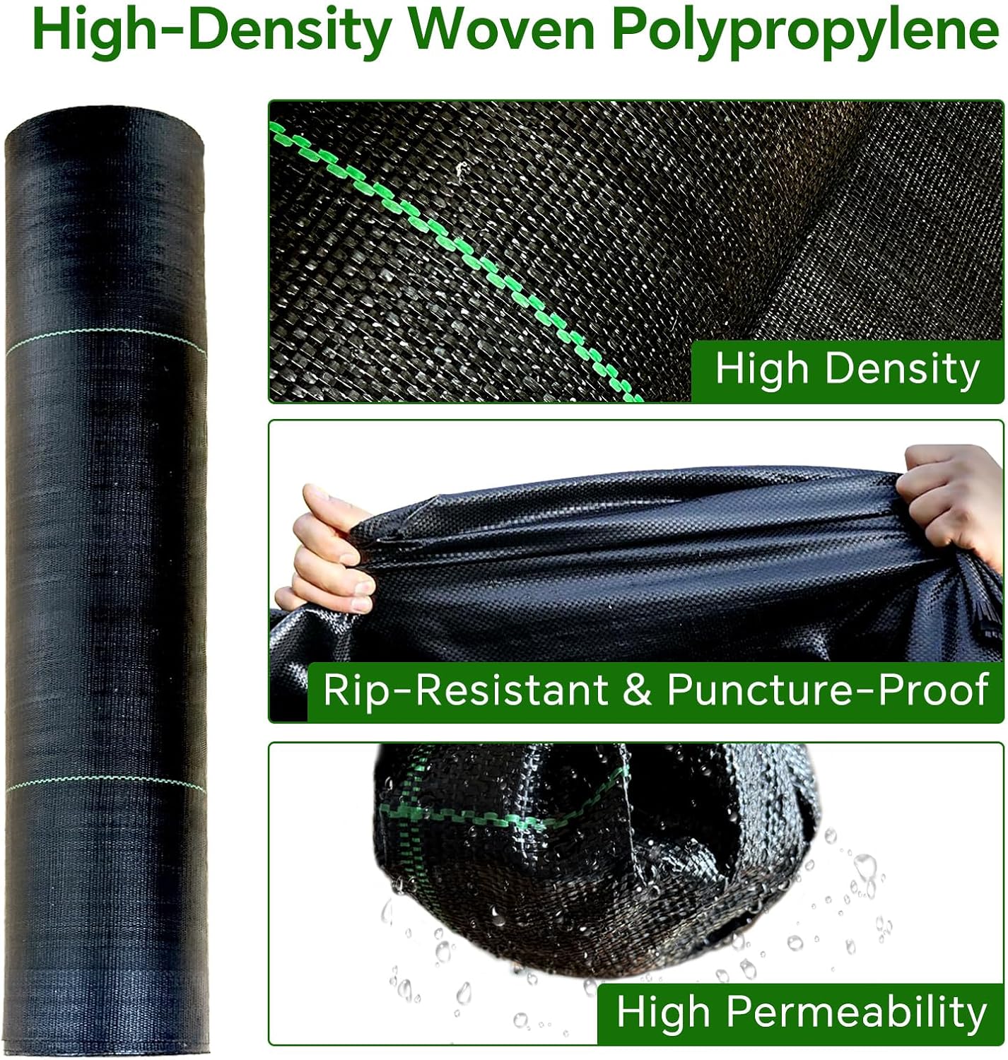 Weed Barrier Landscape Fabric Heavy Duty,3.2 OZ Premium Garden Weed Blocker Fabric for Weed Control, Plastic Ground Cover with Woven Weed Cloth,Durable Landscaping Fabric (2.8 X 50FT)