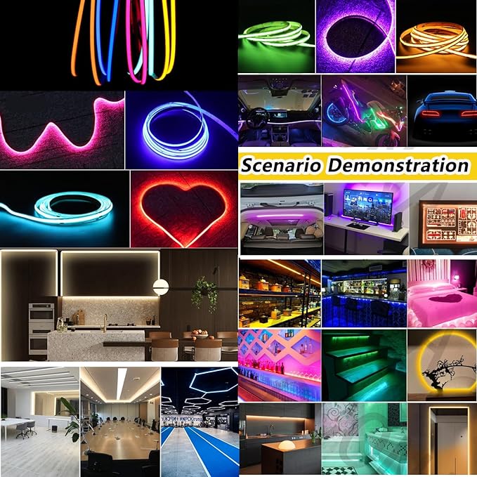 Pink COB LED Strip Light,12V 400LEDs/m RA>90 High CRI LED Tape Light,Cuttable Flexible,16.4FT 2000LEDs IP30 COB LED Light for Indoor House Bedroom Decor (Pink)