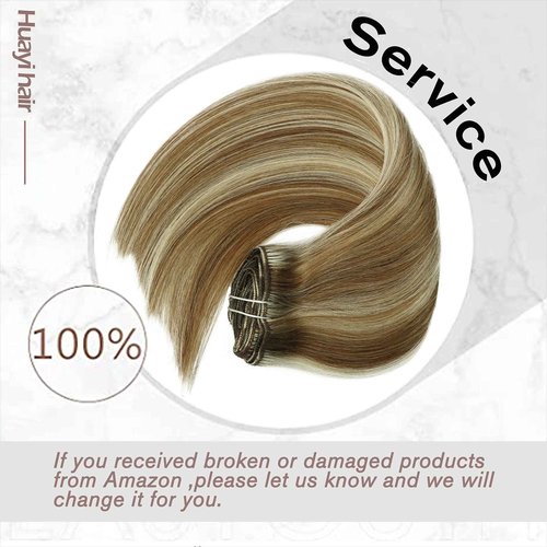 HUAYI Dirty Blonde Mixed Platinum Blonde 120g 7Pcs Clip In Hair Extensions Human Hair Double Weft Thick End For Full Head No Tangle No Shedding Silky Straight Balayage Hair(18P60#18")