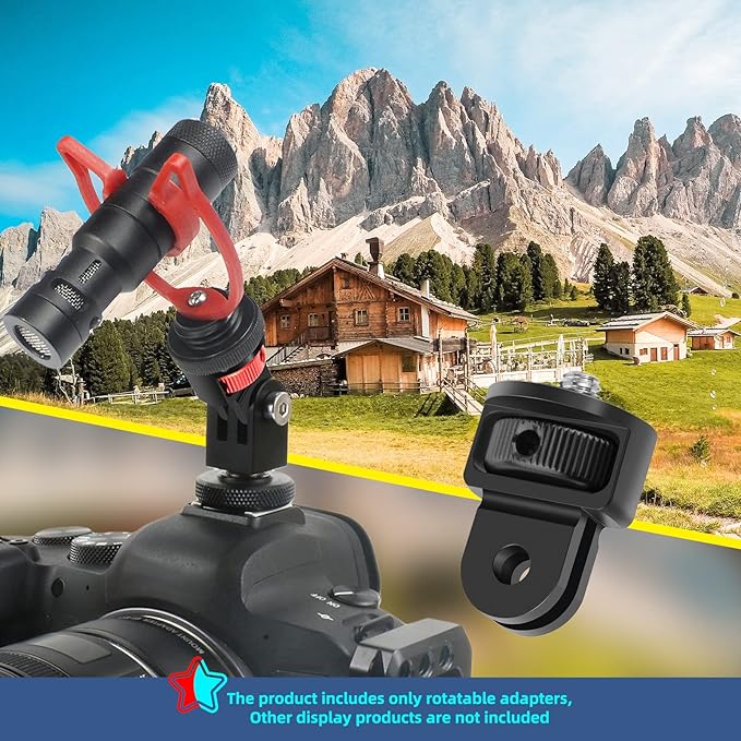 2PC Camera Tripod Mount for Gopro Adapter, 360° Adjustment 1/4-20 Screw Conversion Adapter for GoPro Hero10, Insta360 ONE X3, X2, Go 2 3, Xiaomi Yi and Other Action Cameras