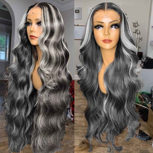 Habiliana Bundles Human Hair 22 24 26 Inch Body Wave P1B/GREY Human Hair Bundles 11A Unprocessed Brazilian Virgin Quick Weave Hair Extensions for Black Women