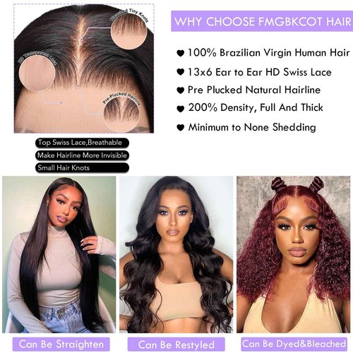 FMGBKCOT 20 Inch Deep Wave Lace Front Wigs Human Hair 13x6 HD Lace Front Wigs Human Hair Deep Wave Wig Glueless Wigs Pre Plucked Deep Curly Wig for Women