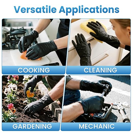Borje Nitrile Gloves Small, 100 Count Disposable Gloves, Black, Latex-Free Powder-Free, Medical Exam, Food Safe, Cleaning, Cooking