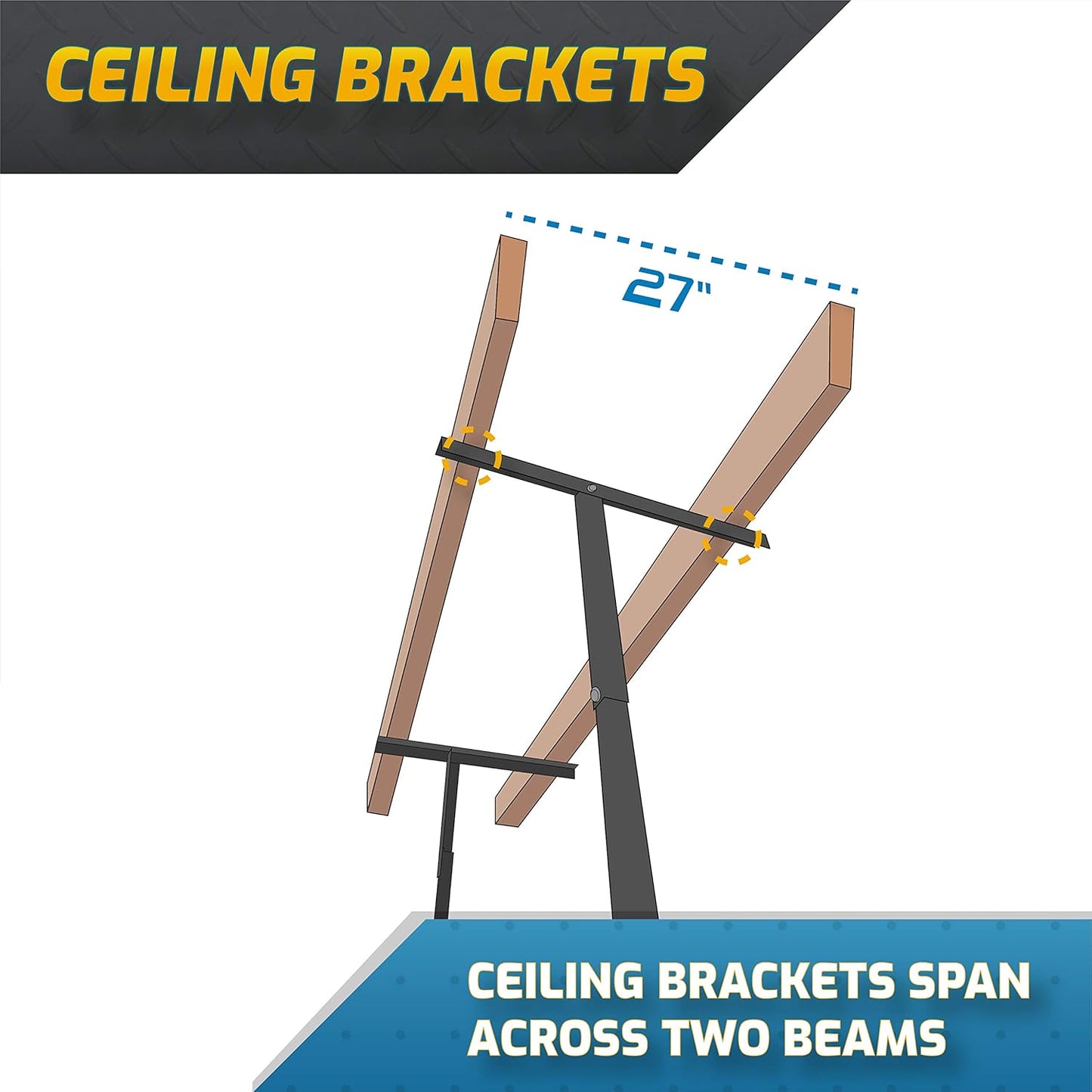 MonsterRAX - 2x6 Overhead Storage Rack (Hammertone, 18"-33" Ceiling Drop Down)
