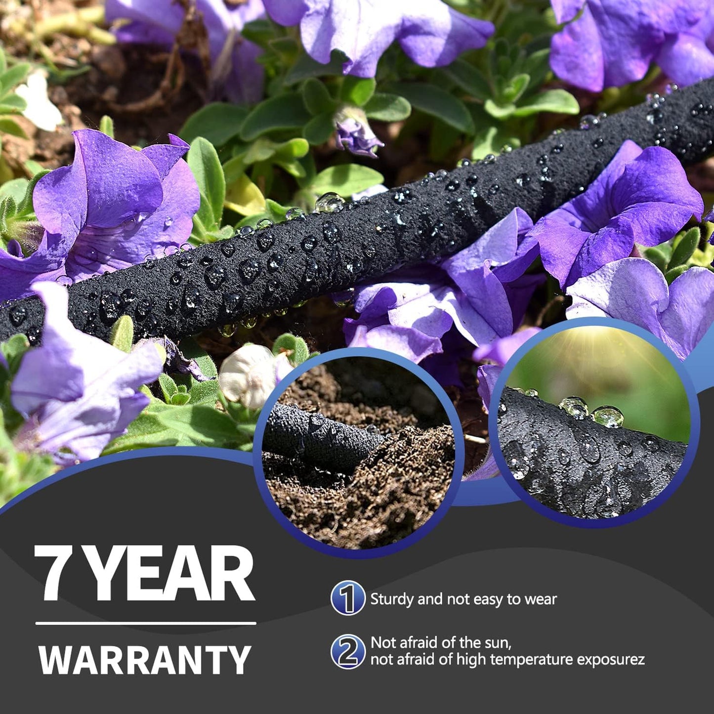 2 Pack Soaker Hose 25 FT for Garden Bed, 1/2’’ Rubber Garden Soaker Hoses 50 FT, Drip Irrigation Watering Hose for Vegetable, Tree, Lawn Yard(2 Pack 25 FT)