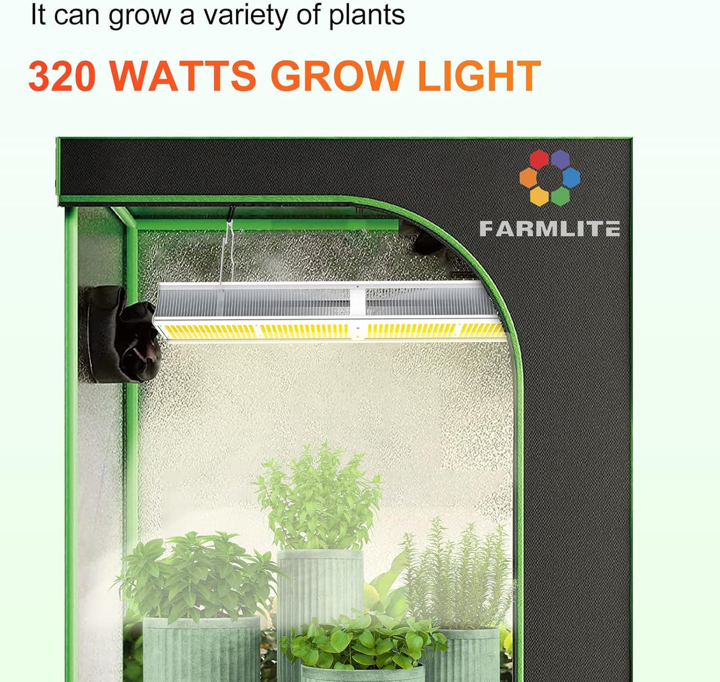 FARMLITE Grow Light Grow Lights for Indoor Plants Full Spectrum Growing Light Plant Hanging Growing Lamps with Samsung Daisy Chain Dimmable Board 4x4ft Coverage (320Watts)