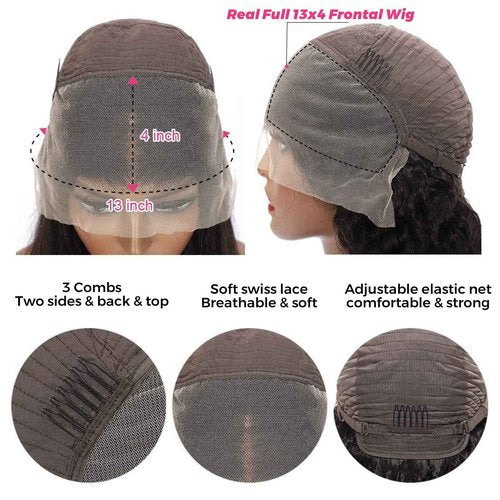 Miss Flower 250 Density 227g Large Lace Space 13x4 Ultra-thin Invisible SKINLIKE HD Full Frontal Wigs Human Hair Pre Plucked 20Inch Straight Lace Front Wigs Human Hair Wigs For Black Women