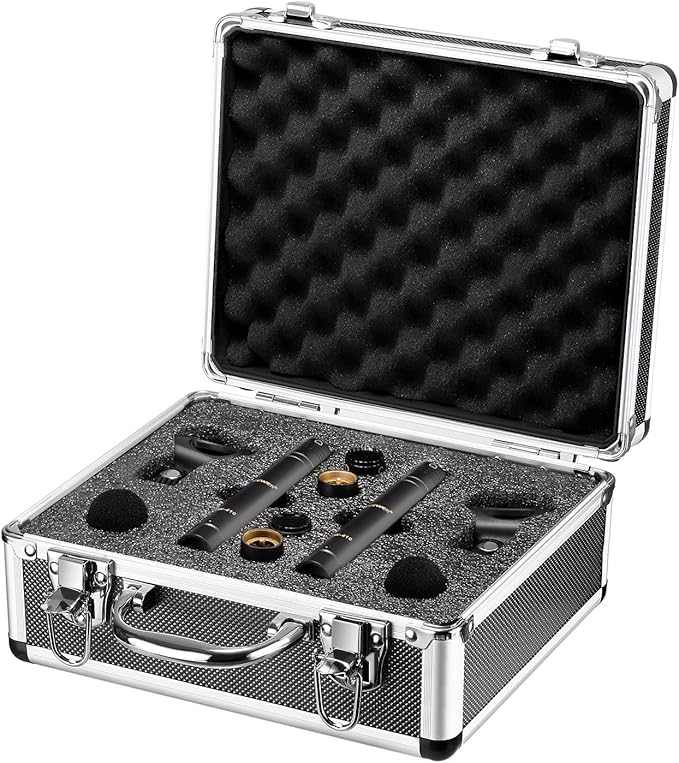 Neewer 2-Pack Pencil Stick Condenser Mic with Interchangeable Omni Cardioid and Super Cardioid Capsules Foam Windscreens Mic Clip and Carrying Case for Acoustic Woodwind Instruments