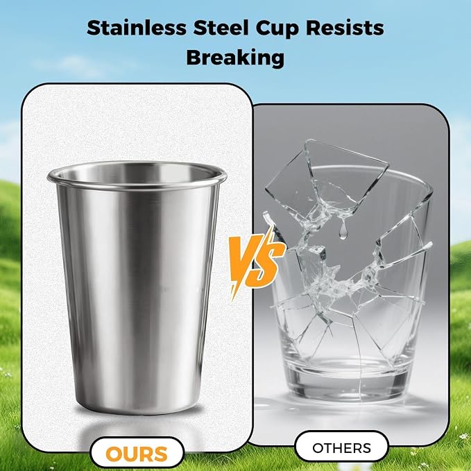 5 Pack 16 oz Stainless Steel Pint Cups,Stainless Steel Cup,Pint Cup Tumbler,water Tumbler,Stackable,Reusable,BPA Free