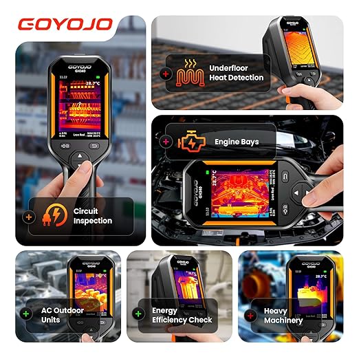 GH340 Thermal Imaging Camera 640x480 Super Resolution, Dual-Camera with 2MP Visual Camera, 256x192 IR Resolution Handheld Thermal Camera for Home Inspection, HVAC Electrical Water Leak Break Detection