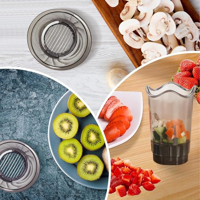 Fruit Slicer Cup, Cup Slicer for Strawberry, Banana, Hard-Boiled Egg, 2-in-1 Detachable Fruit Slicer, Premium Quickly Making Vegetable Salad Cutter, Craft Fruit Kitchen Tool