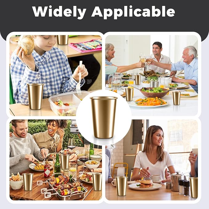 5 Pack 16 oz Stainless Steel Pint Cups,Stainless Steel Cup,Pint Cup Tumbler,water Tumbler,Stackable,Reusable,BPA Free