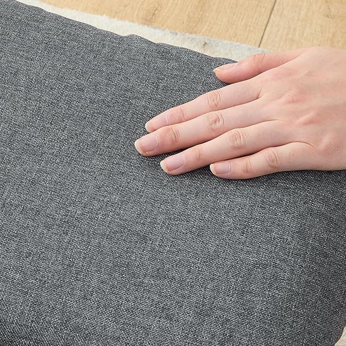 Foot Stool,,Under Desk Foot Rest Ottoman, Washable Stool for Office, Living Room, Bedroom (Brown Legs-Grey Stool Seat)