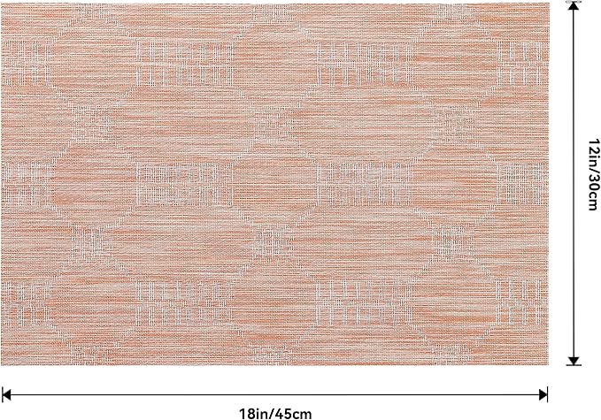 Leetaltree Coral Placemats Set of 12 - Heat Resistant Non-Slip Place mats for Dining Table, Washable Durable PVC Vinyl Woven Table Mats(Coral, 12)