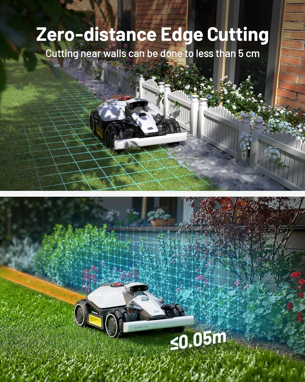 LUBA Mini AWD 800H Robot Lawn Mower with 4G, Reception 0.2 Acre, Max. 0.25 Acre, All-Wheel-Drive for 80% Slope, UltraSense AI Vision+RTK Auto-Mapping, Cutting Height 2.2"-4.0"