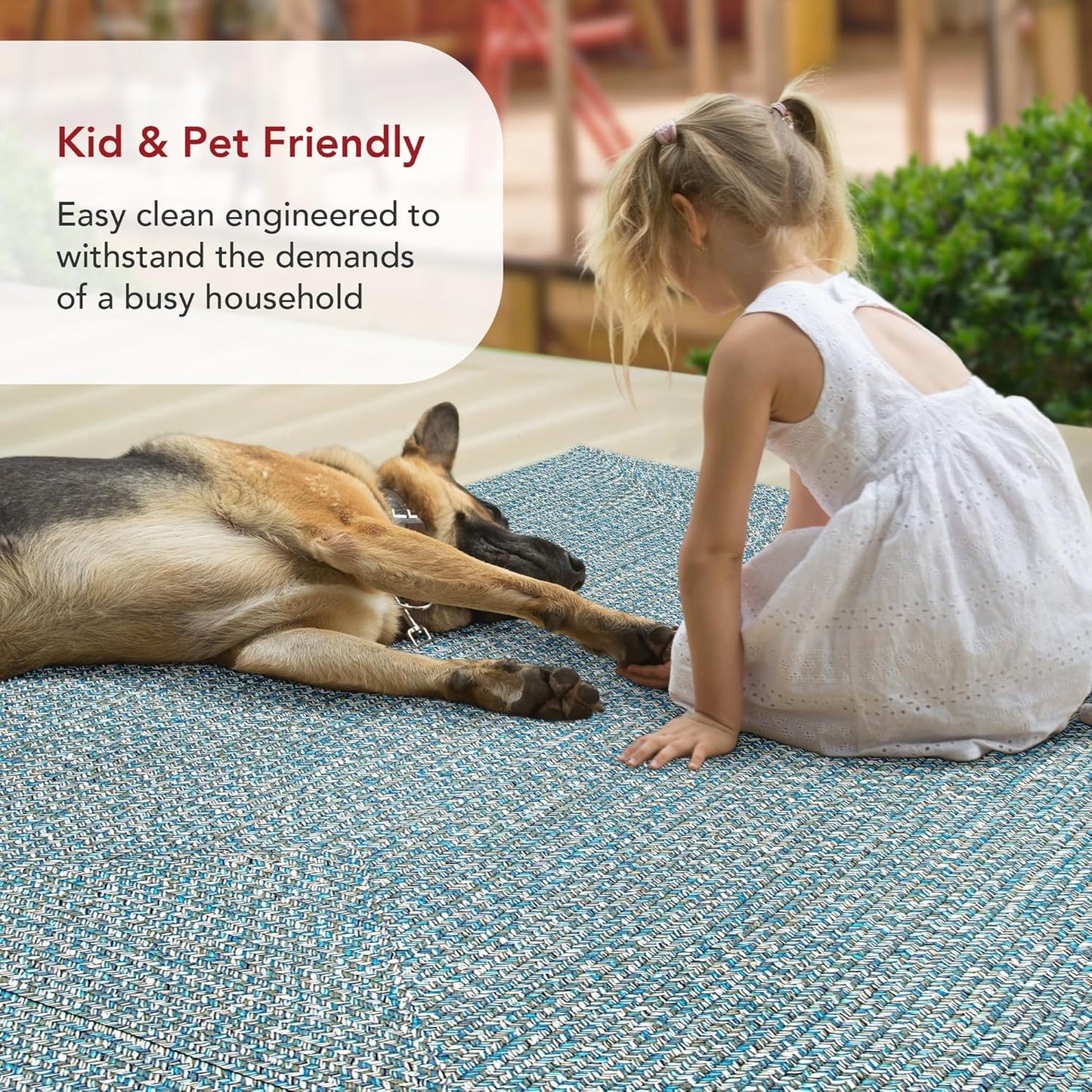 nuLOOM 6' x 9' Solid Hand Braided Indoor/Outdoor Area Rug, Pet-Friendly, High Traffic, Weather Resistant, for Patio, Balcony, Bedroom, Living, Dining Room, Wynn Aqua