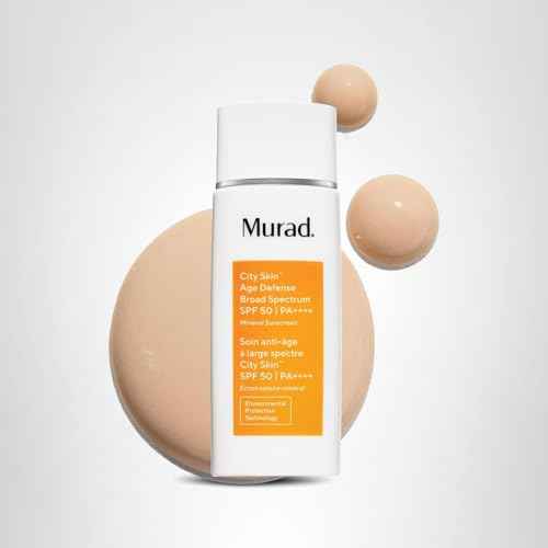 Murad Environmental Shield City Skin Age Defense Broad Spectrum SPF 50-100% Mineral Sunscreen - Blue Light Defense - SPF 50 Environmental Defense Sunscreen - Light Sunscreen for Face, 1.7 Fl Oz