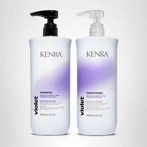 Kenra Violet Shampoo & Conditioner Set | Eliminates Brassy Tones | Purple Pigment + Deposit | Neutralizes Yellow | Moisturizes Processed Hair | Enhances Vibrancy of Blonde or Gray Hair | Liter Duo