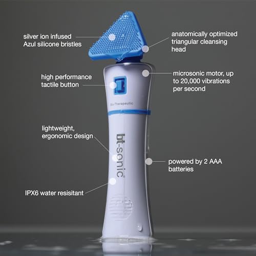 Bio-Therapeutic bt-Sonic Facial Cleansing Brush, Microsonic Handheld Silicone Face Cleanser, Exceptional Quality Water Resistant Face Exfoliator