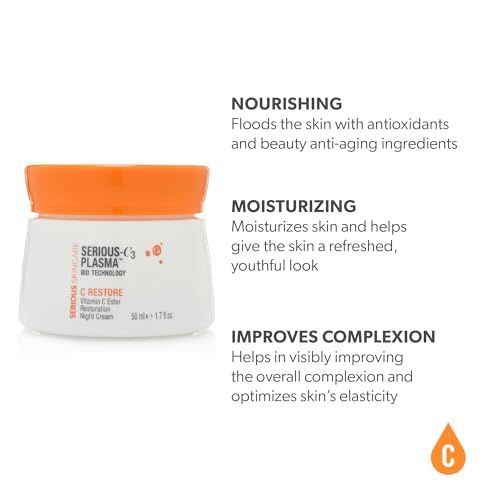 Serious Skincare Vitamin C & Collagen Night Skin Care Set - Reduce Wrinkles, Brightening - C-Restore Night Cream Moisturizer, Eye Treatment Gel & C Clean Face Cleanser - Deep Hydration C3 (3Pack)