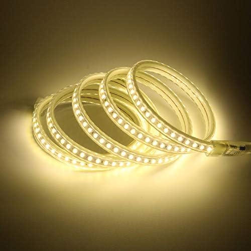 Outdoor LED Strip Lights Waterproof 65.6ft LED Rope Light AC 110V~120V Cuttable Flexible Light Strip White Lighting 4000K for Building Garden Commerical Decor Kitchen Cabinet 20M