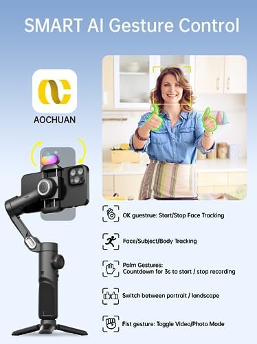 Gimbal Stabilizer Smartphone iPhone Video: iPhone Stabilizer Gimbal Smartphone Foldable 3-Axis Handheld Portable Android Gimbal AOCHUAN Smart XE Series (Smart XE KIT&B10)