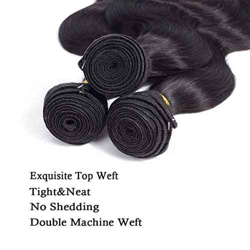30 30 30 Inch Human Hair Bundles Color 1B Body Wave Hair Weave Unprocessed Brazilian Virgin Hair Extensions Double Weft Real Natural Black Hair Weave