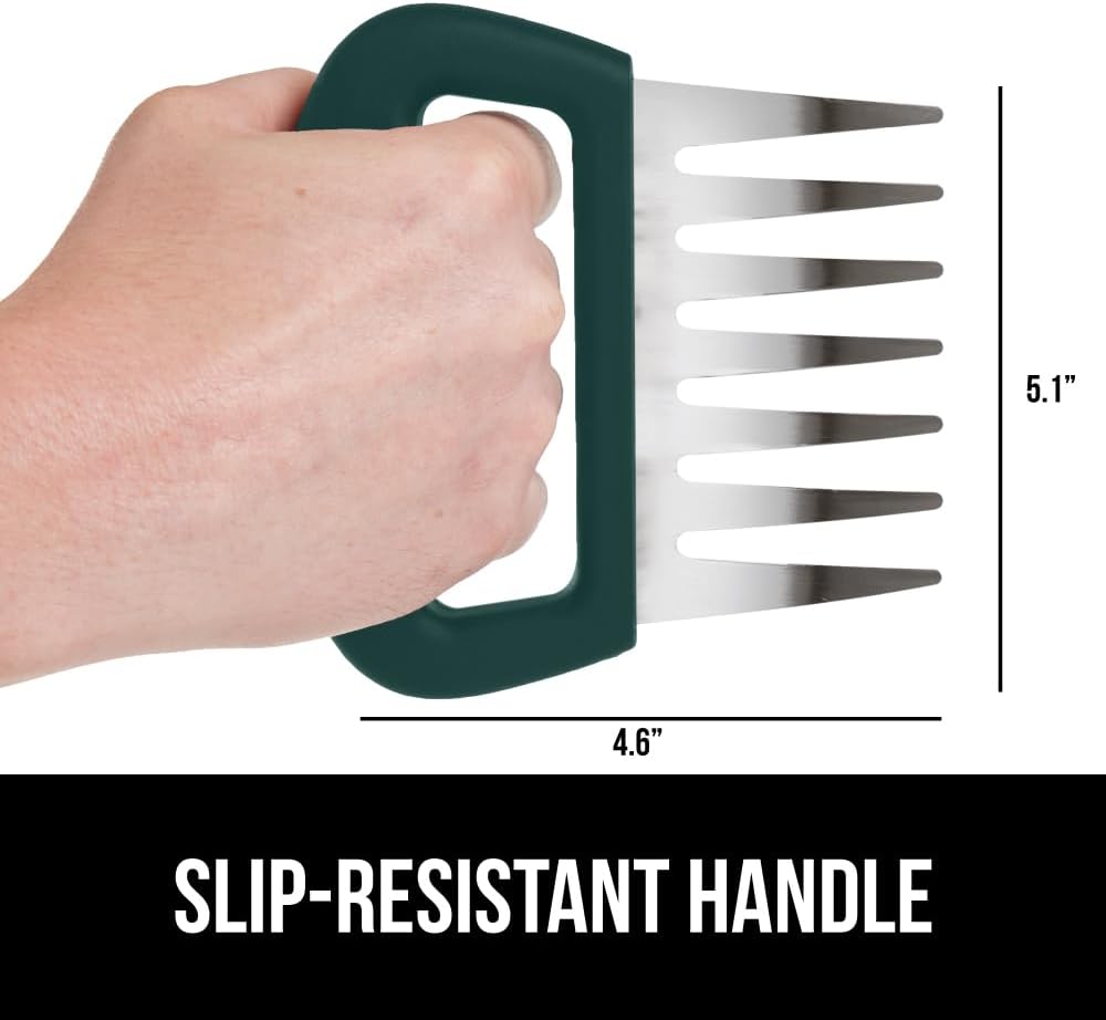 GORILLA GRIP BPA-Free Chicken Shredder Meat Claws, Sharp Stainless Steel Food Shredding Fork, Comfortable Handle, Easily Shred Pulled Pork, Taco Meats, Kitchen Smoker BBQ Tool, Dishwasher Safe, Hunter