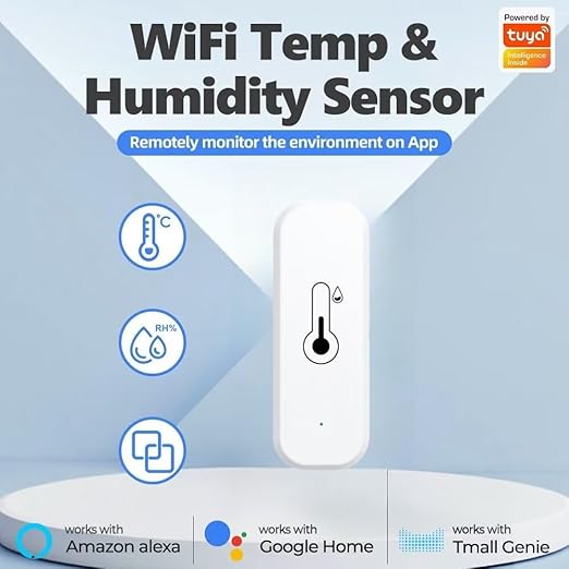 Temperature and Humidity Monitor Sensor WiFi & Bluetooth,No Hub Required,Compatible with Alexa and Google Home,for Home,Greenhouses Accessories,Office 2Pack(No Include Battery)