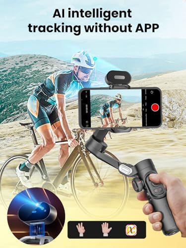XE AI Version,Gimbal Stabilizer for Smartphone,NO APP AI Tracking, Gesture Control,360°Inception Gimbal, Magnetic RGB LED Light, Portable Hard Case for Camera, Smart XE AI& L20 &B30