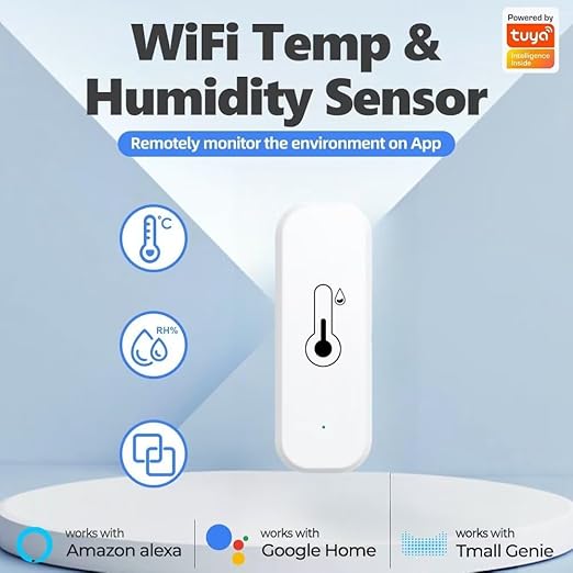 WiFi & Bluetooth Temperature and Humidity Monitor,Compatible with Alexa and Google Home,for Home, Baby Rooms,Greenhouses Accessories, Garages, Office 4Pack(No Include Battery)