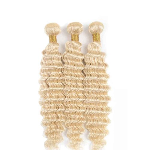 34 34 34 Inch Blonde Deep Wave Bundles Human Hair Brazilian Unprocessed Virgin Hair Color 613 Deep Wave Bundles