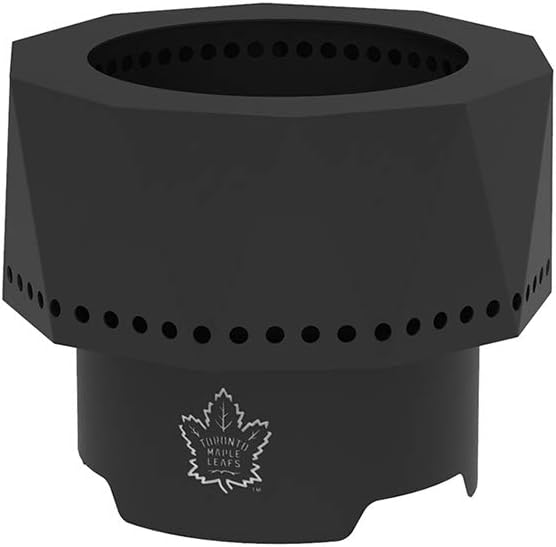 Blue Sky Outdoor Living NHL Toronto Maple Leafs Ridge Portable Steel Smokeless Fire Pit with Carrying Bag & Spark Screen Kit, Firewood & Wood Pellet
