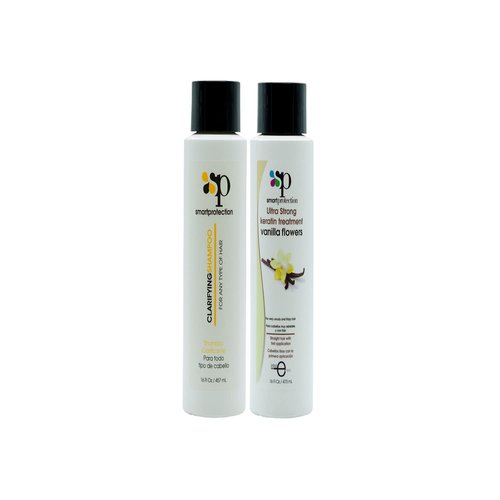 Vanilla Ultra Strong Keratin Treatment with Clarifying Shampoo 16oz by Smart Protection