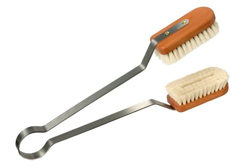 Redecker Goat Hair Leaf Cleaning Brush with Oiled Pearwood Handle, Dust Removal for Houseplants, 13-3/4-Inches