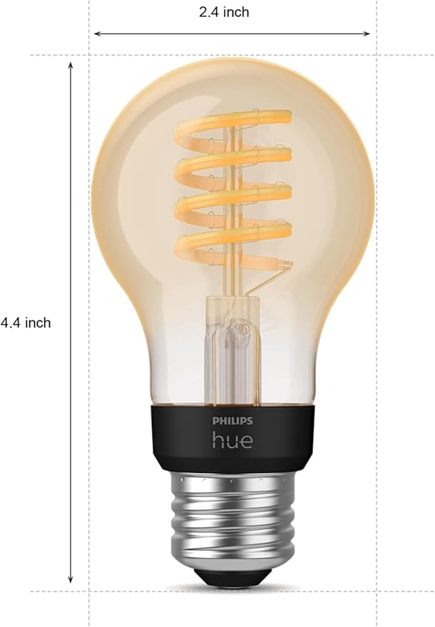 Philips Hue Smart 40W A19 Filament LED Bulb - White Ambiance Warm-to-Cool White Light - 1 Pack - 550LM - E26 - Indoor - Control with Hue App - Works with Alexa, Google Assistant and Apple Homekit