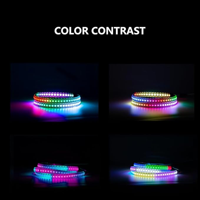 WS2812B LED Strip Individual Addressable Light SMD 5050 RGB Pixel Strip DC5V (3.2FT 144LEDS Waterproof IP65, White PCB)