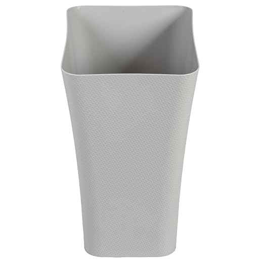 Clorox Textura Slim Trash Can - 3.1 Gallon Small Waste Basket for Narrow Spaces - Skinny Plastic Garbage Bin for Bathroom, Bedroom, or Office, Grey