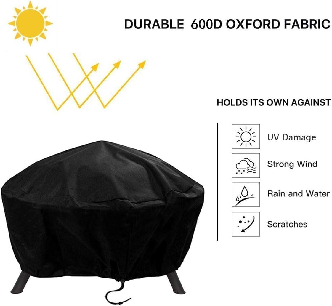 Round Fire Pit Cover, 40 Inches Diameter, 40 x 24 inch Waterproof Firepit Covers, for Patio Fire Pit, Full Coverage Dustproof Anti UV Outdoor Fire Pit Cover