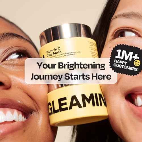 Gleamin Vitamin C Clay Mask for Dark Spots, Turmeric Clay Face Mask Skin Care, Deeply Cleanses & Refines Pores, Brightens Uneven Tone and Helps Improve Post-Blemish Scarring & Texture - 5 Oz