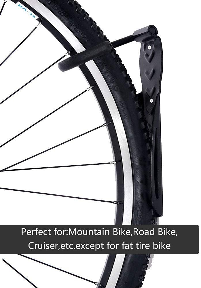 Dirza Bike Wall Mount Rack with Tire Tray - Vertical Bike Storage Rack for Indoor,Garage,Shed - Easy to install - Great for Hanging Road,Mountain or Hybrid Bikes - Screws Included - 2 Pack