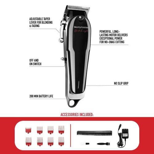 Self-Cut System Cordless Hair Clipper & 3 Way Mirror – Adjustable Tri-Fold Barber Mirror with Hair Trimmer – Perfect for Self Haircuts, Travel, and Grooming Anywhere
